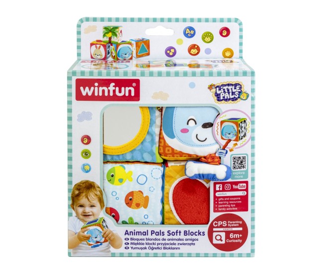 Winfun set 4 cuburi stivuibile din material textil Winfun set 4 cuburi stivuibile din material textil