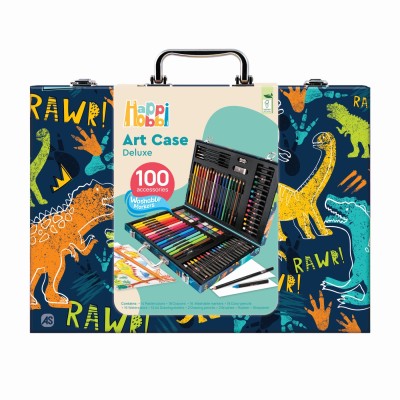 Happi hobbi art case set de desen deluxe cu 100 de accesorii dinozaur