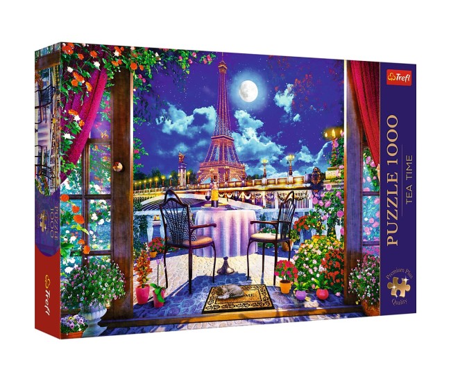 Puzzle trefl 1000 premium plus tea time parisul in lumina lunii Puzzle trefl 1000 premium plus tea time parisul in lumina lunii