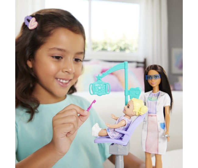 Barbie set de joaca papusa barbie bruneta face cariera stomatolog Barbie set de joaca papusa barbie bruneta face cariera stomatolog