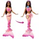 Barbie papusa sirena floarea magica cu par brunet si coada roz Barbie papusa sirena floarea magica cu par brunet si coada roz
