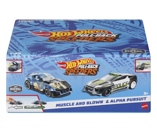 Hot wheels set 2 masinute metalice pull back muscle and blown si alpha pursuit 1:43 Hot wheels set 2 masinute metalice pull back muscle and blown si alpha pursuit 1:43