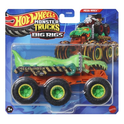 Hot wheels monster truck big rigs masinuta metalica cu 6 roti mega-wrex scara 1 la 64