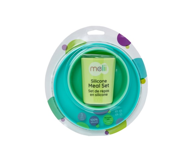 Set 3 recipiente silicon hrana bebe, melii, blue&lime&mint