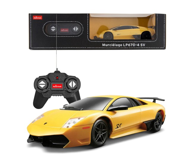 Masina cu telecomanda lamborghini murcielago lp670 galben cu scara 1 la 24 Masina cu telecomanda lamborghini murcielago lp670 galben cu scara 1 la 24