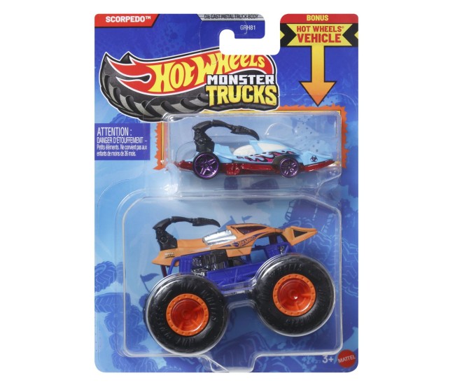 Hot wheels monster truck si masinuta metalica scorpedo