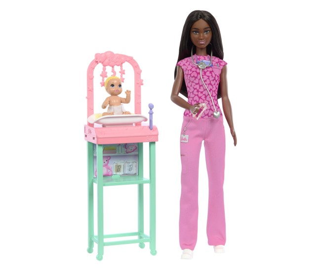 Barbie set de joaca papusa barbie bruneta face cariera pediatru Barbie set de joaca papusa barbie bruneta face cariera pediatru