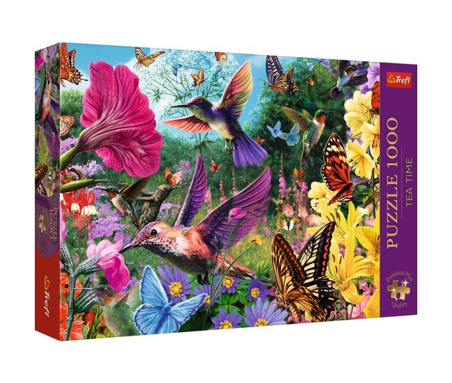 Puzzle trefl 1000 premium plus tea time gradina cu colibri Puzzle trefl 1000 premium plus tea time gradina cu colibri