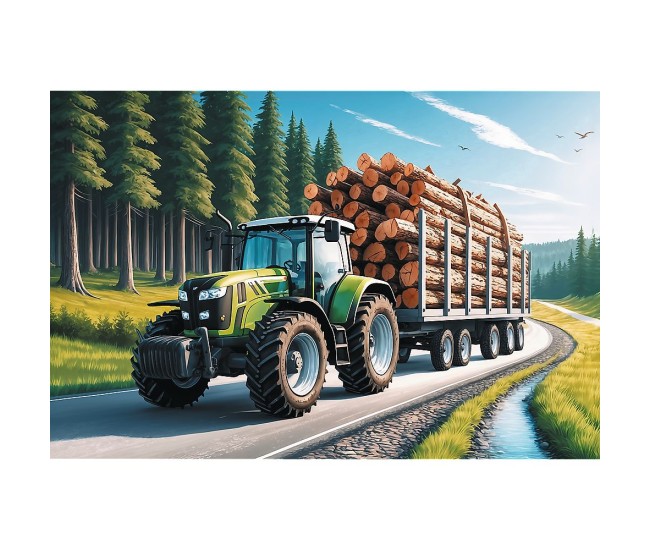 Puzzle trefl 100 tractor forestier cu lemne Puzzle trefl 100 tractor forestier cu lemne