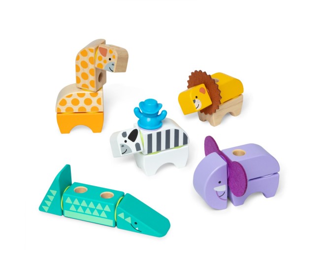 Melissa and doug set de constructie din lemn animale din safari Melissa and doug set de constructie din lemn animale din safari
