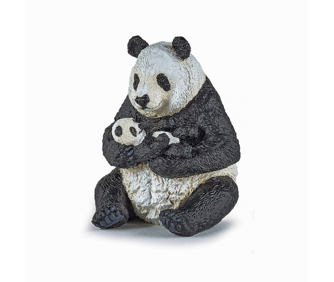 Papo figurina urs panda sezand cu pui in brate Papo figurina urs panda sezand cu pui in brate