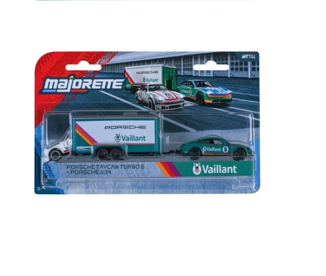Majorette transporter set remorca de curse deluxe porsche taycan turbo s si masinuta porsche 934