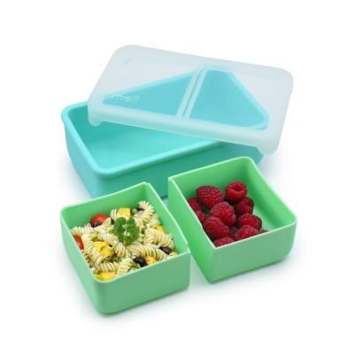 Cutie pranz bento cu compartimente detasabile, melii, mint blue