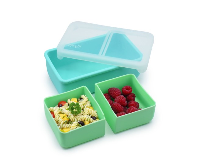 Cutie pranz bento cu compartimente detasabile, melii, mint blue Cutie pranz bento cu compartimente detasabile, melii, mint blue