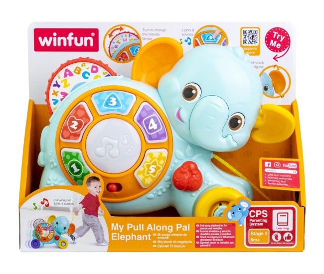 Winfun jucarie de tras elefant cu sunete si lumini Winfun jucarie de tras elefant cu sunete si lumini