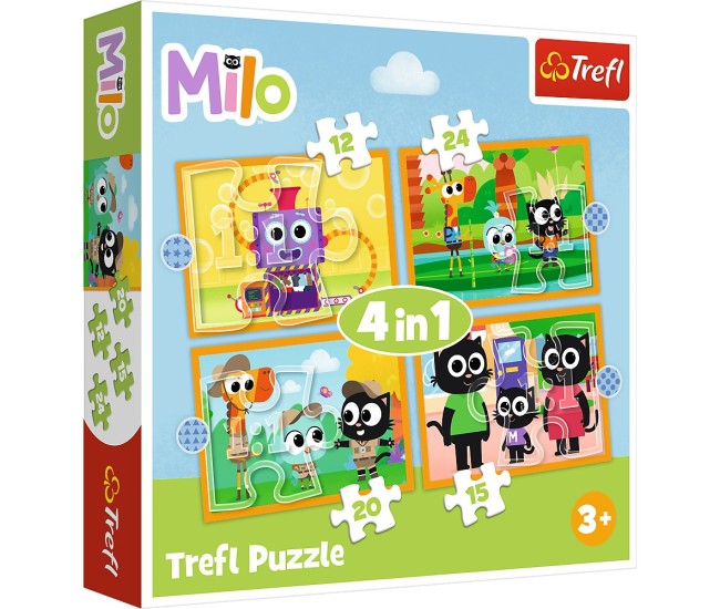 Puzzle trefl 4in1 planeta milo intalnire cu milo si prietenii