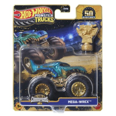 Hot wheels monster truck 50 bigfoot trophy champions masinuta mega wrex scara 1 la 64