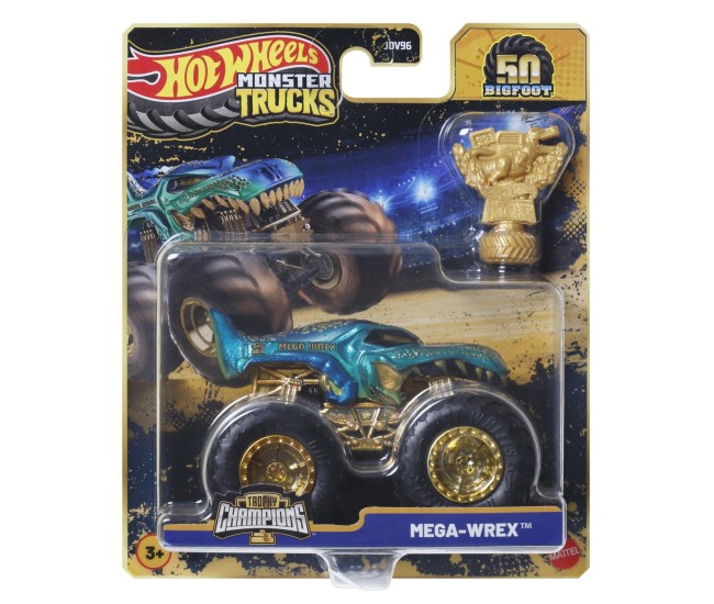 Hot wheels monster truck 50 bigfoot trophy champions masinuta mega wrex scara 1 la 64 Hot wheels monster truck 50 bigfoot trophy champions masinuta mega wrex scara 1 la 64