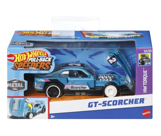 Hot wheels masinuta metalica cu sistem pull back gt scorcher scara 1:43 Hot wheels masinuta metalica cu sistem pull back gt scorcher scara 1:43
