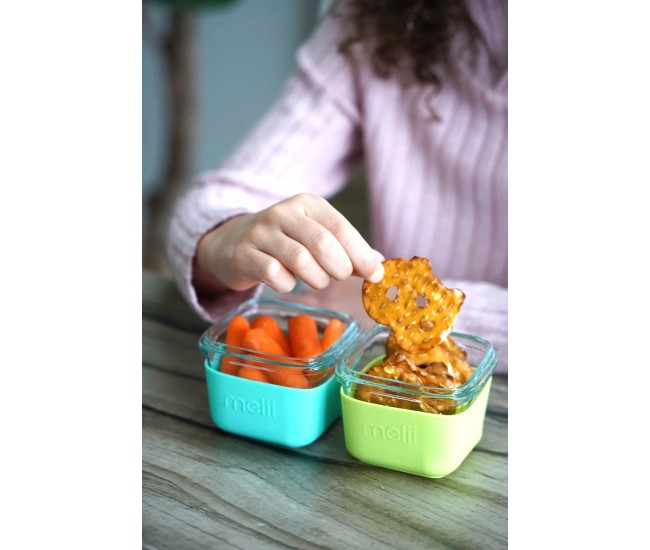 Set 3 recipiente sticla 3 160ml cu husa antiderapanta silicon melii blue mint lime Set 3 recipiente sticla 3 160ml cu husa antiderapanta silicon melii blue mint lime